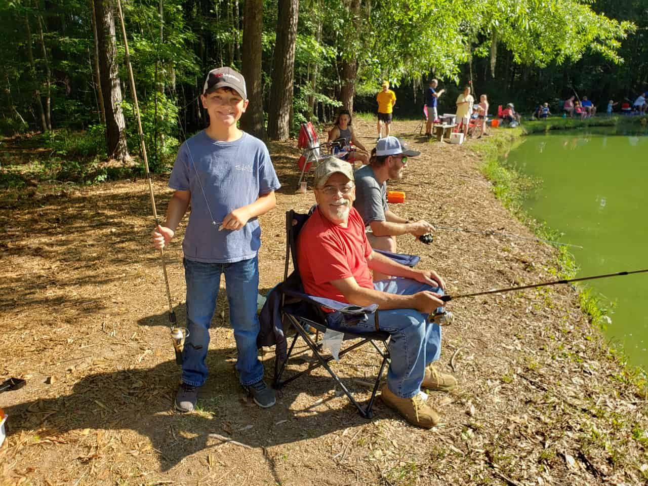 A group gathers to do some fishing