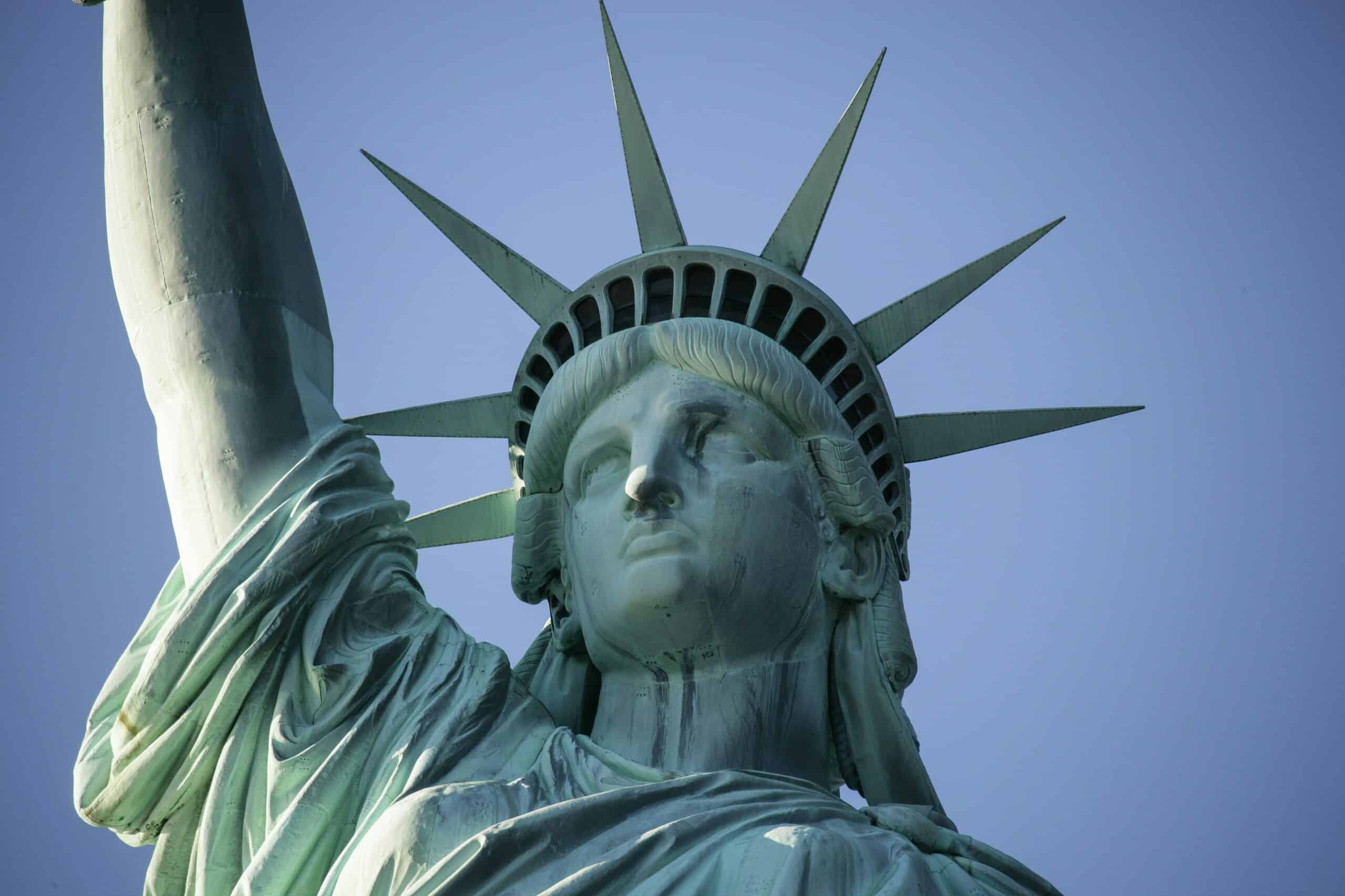 The Statue of Liberty is shown